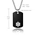 HZMAN Black Stainless Steel Medical Alert Dog Tag Pendant Necklace (Black)