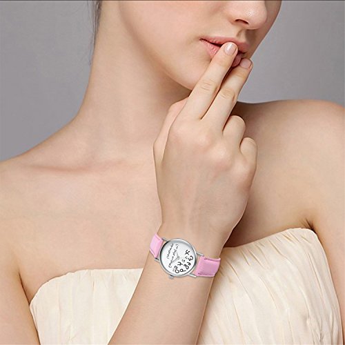 JewelryWe Unisex Female Women Ladies Girls"I'm Late, Whatever" Love Gift Leather Strap Watches Quartz Wrist Watch
