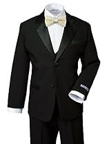 Spring Notion Boys' Classic Fit Tuxedo Set, No Tail Extra Small/0-3M Black-Champagne
