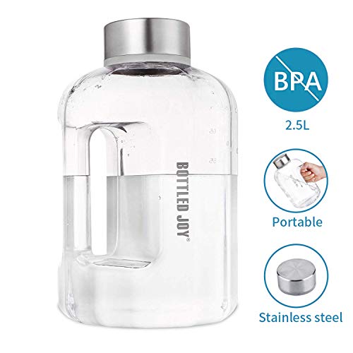 BOTTLED JOY Water Jug 2.5 L / 83 OZ Large Capacity Sports Water Bottle with Handle - Reusable BPA Free Plastic Water Bottle - Home Drinking Water Jug - Big Water Bottle for Outdoor Hiking & Gym