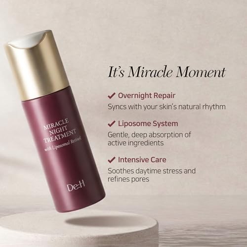 De:H Miracle Night Treatment with Liposomal Retinol, Melatonin & Peptides | Intensive Serum | Premium K-Beauty Derma Skincare | Firming, Fine Lines & Radiant Glow | 1.01 Fl Oz (30ml)
