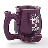 FASHIONCRAFT Premium Roast and Toast Novelty Mug Purple with White Print, Ceramic Coffee Mug