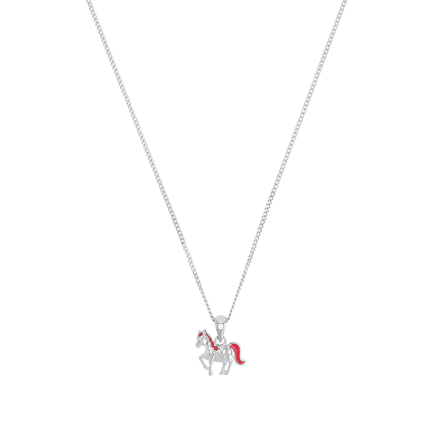 Prinzessin Lillifee necklace with pendant 925 sterling silver girls' children's necklace, 35+3 cm, silver, horse, comes in jewelry gift box 2018177