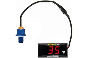 Motorcycle Oil Temperature Gauge Digital Oil Temperature Meter Electronic Oil Thermometer with Temp Sensor Adapter (Red,M12X1