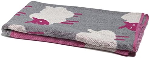 Baby Blanket - Cozy Blanket Eco Throw For Baby – Sheep Pattern Made From Soft Cotton And Polyester For Daily Use - Princess Pink / Aluminum - By in2green
