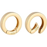 PH PandaHall 2pcs 925 Sterling Silver Spring Clasp Gold Spring Ring Clasp, 14mm Spring O Rings Round Carabiner Snap Clip Spring Clasp Connector for Necklace Bracelets Jewelry Making