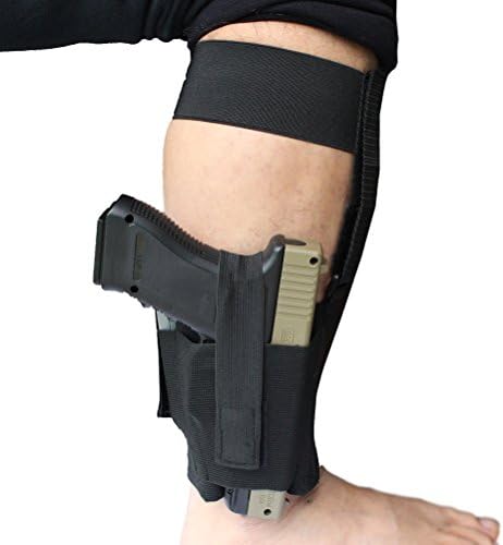 Non-Slip Ankle Holster with Neoprene Padding for Concealed Carry, Elastic Ankle Rig with MAG Pouch, Calf &amp; Retention Straps for Women Men Fits Small to Medium Frame Pistols and Revolver (Black)