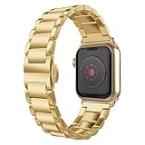 UMTELE Band Compatible with Apple Watch 42mm 44mm, Solid Stainless Steel Metal Wristband Strap with Butterfly Folding Clasp Replacement for 2019 Apple Watch Series 5 Series 4(44mm) Series 3/2/1 42mm