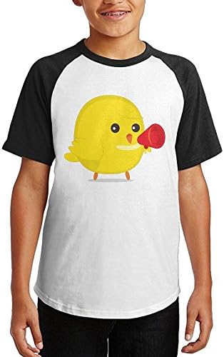 AsAAFGl1 A Yellow Chicken Boys & Girls Youth Teenager Raglan Tee Black L