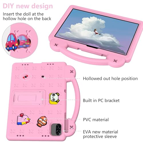 Vurtboly Kids Case Compatible with Honor Pad X8a 11Inch 2024, Cute Full Body Protective Cover with Handle Stand, Lightweight Shockproof Cover with Shoulder Strap Kickstand for Honor Pad X8a 2024