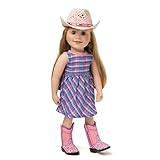 Maplelea Riding Mountain Dress Outfit with Cowboy Hat and Western Boots for 18 Inch Dolls