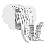 Cardboard Safari Recycled Cardboard Animal Taxidermy Elephant Trophy Head, Eyan White Medium