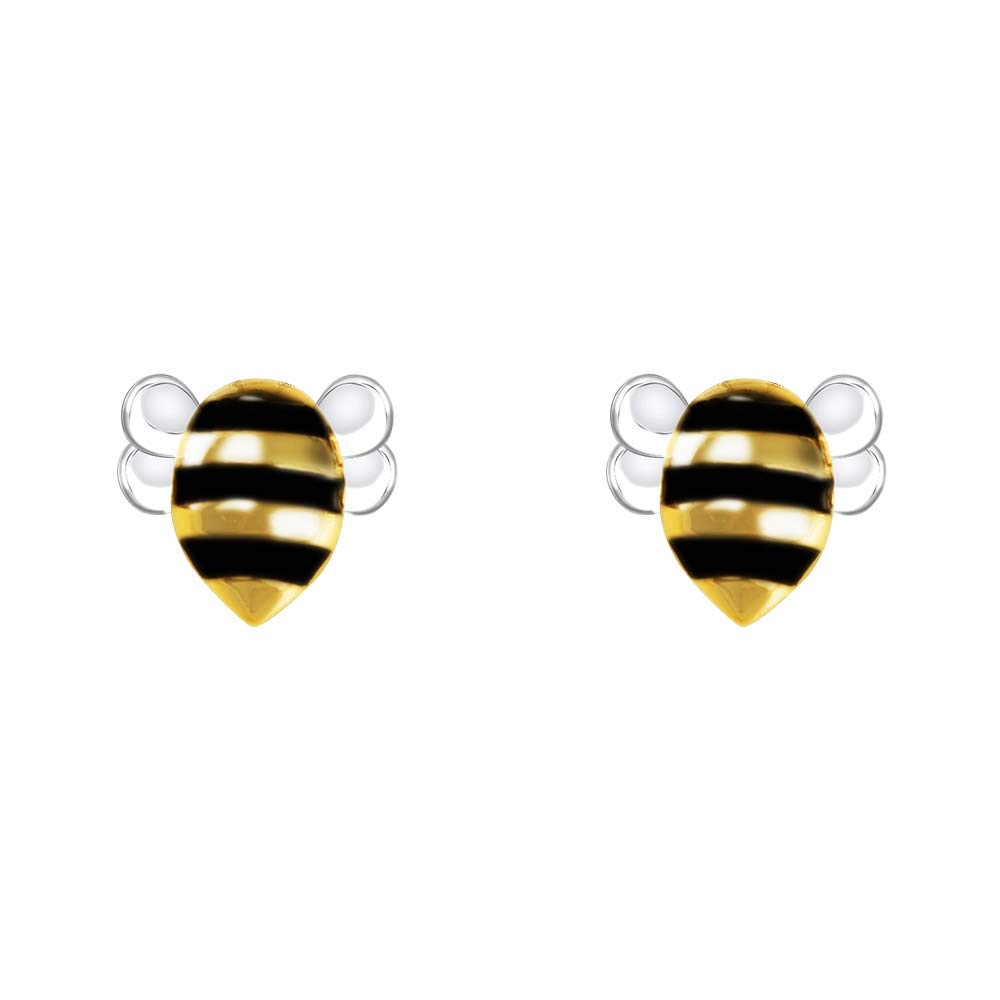 VIKI LYNN Cute Honeybee Stud Earrings Lovely Bee Sterling Silver Earrings Jewelry for Women