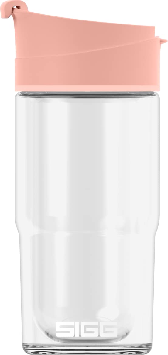 Sigg - Insulated Coffee Cup - Travel Mug Nova - with Flip Top - Dishwasher Safe - Leakproof - BPA Free - Heat Resistant - Broscilate Glass - Pink - 0.37 L