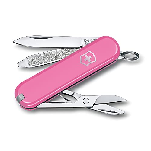Victorinox Schweizer Taschenmesser, Klein, Classic SD, Multitool, Swiss Army Knife mit 7 Funktionen, Klinge, Nagelfeile, Schraubendreher, Rosa