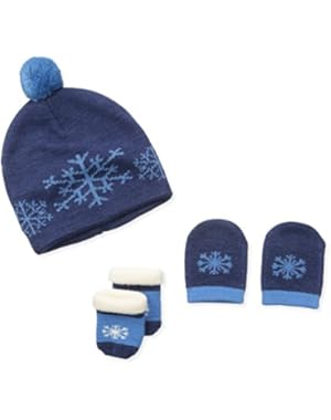 Baby-Boys Newborn Snowflake Merino Wool Hat Set