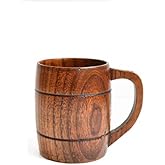 HomeImpel Handmade Wooden Coffee Cup Tea Cups Drinking Wood Mug with Handle for Beer/Coffee/Milk (Typ 1)
