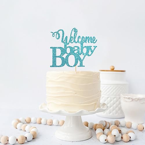 Blue Glitter Baby Boy Cake Topper Baby Shower Party
