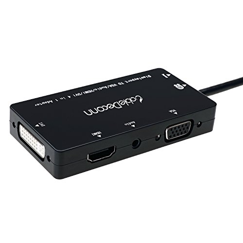 CABLEDECONN 4-in-1 Multi-Function Displayport to Hdmi/Dvi/Vga Adapter Cable with Audio Output Micro USB Male to Female Converter Supports 3 Monitors Simultaneously