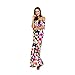 LiMiCao Women Flowers Off Shoulder Ruffle Maxi Sexy Evening Dress