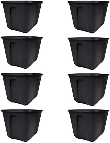 Mainstay Storage Totes Simple to Transport, 18 gal, Black, Set of 8