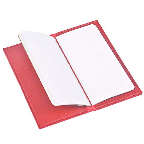 Larcenciel Hardcover Travel Notebook Refillable Journal Diary Jotter Organizer, Lined Blank Leather Writing Diary w/ 3 Inserts Pocket Card Holder Memo Notepad, 8X4.1 inch (Red) - Thumbnail 2