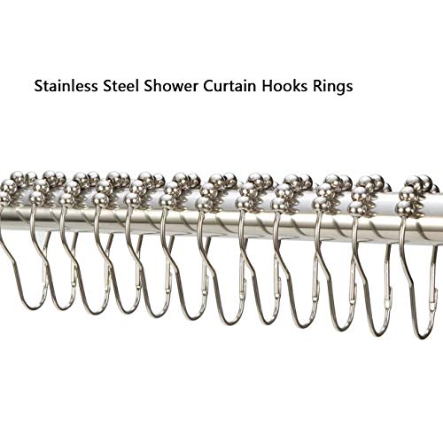 Bamyko 12PCS Shower Curtain Hooks Rings, Shower Curtain Rings, Stainless Steel Metal Glide Shower Hooks Rings for Bathroom Shower Rods Curtains - Polished Chrome - Thumbnail 2