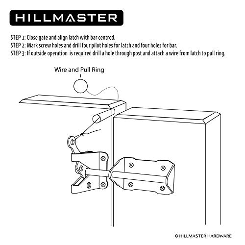 HILLMASTER Heavy Duty Automatic Gate Latch for Wooden Fences with Pull String, 7.5" SelfLocking