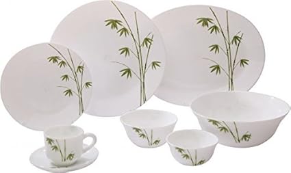 LaOpala Foliage Dinner Set, 19-Pieces, White/Green