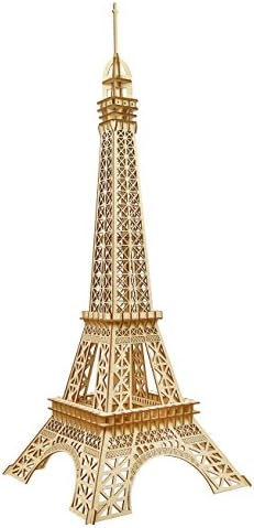 LOCA Art 41‘’ Large Eiffel Tower Decorative Art Wooden Jigsaw Puzzle Model Ornament with LED Light/USB Cable/Bluetooth Speaker Controlled by Phone Laptop IPad for Child Adult(Size:161641 Inch)