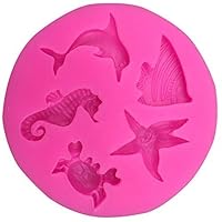 Ouken Cotowin hippocampus starfish silicone mold chocolate fondant cake decoration Kitchen soap Tools