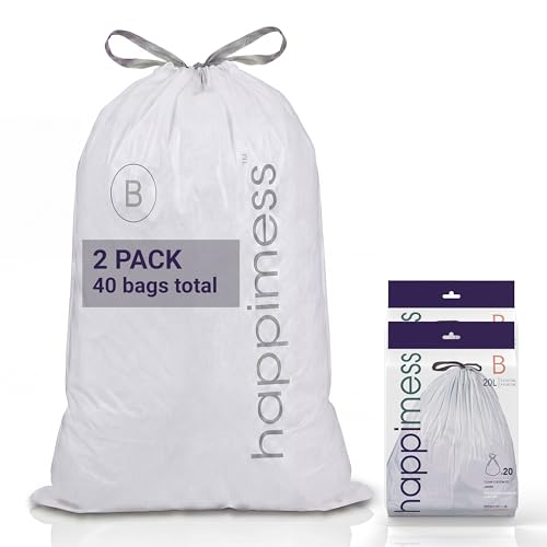 happimess 5.3 Gallon (20L) Drawstring Trash Bags, Unscented, Clear, Heavy Duty…
