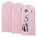 Breathable Garment Bag For Storage And Travel, Hanging Clothes Covers With Full Zipper and Clear Window, 23.6X43.3 Inch Protector Suit Cover For Dresses Suits Jacket Shirt Coats (3 Pink)
