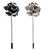 2 PCS Men's Rose Golden Flower Lapel Stick Brooch Pin for Sui,Gold/Sliver (Black-Silver)