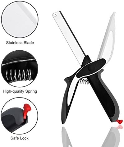 Pan Pacific Clever Cutter 2 In 1 Kitchen Knife Food Chopper And Chopping Board With Locking Hinge-Black