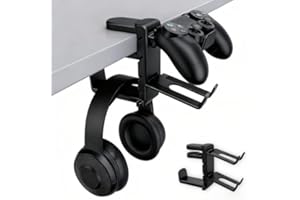 Rotating Headphone Stand with 360° Swivel - Adjustable Clamp-on Under Desk Headset Holder, Valentine's Day Present, Universal