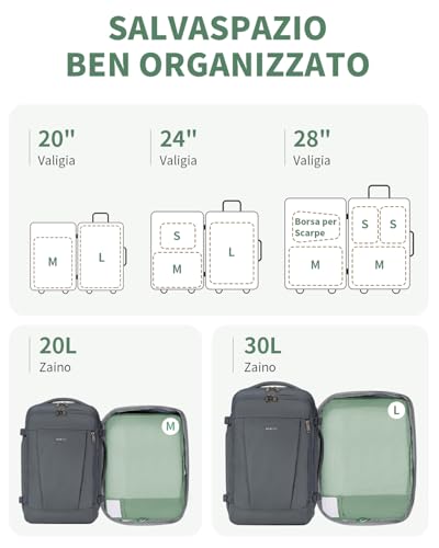 ECOHUB 6 Pieces Suitcase Organizer, Packing Cubes Space-Saving with Label Pocket, Fabric Ripstop Organizer Suitcases, Travel Useful Accessories (Green)