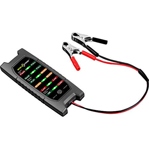 12V Car Battery Tester, Professional Alternator Check Analyzer Lead Diagnostic Tool with 6 LED, Two Testing Clips, Battery Check for Cars Motorcycles (Black, 1 xBattery Tester.)