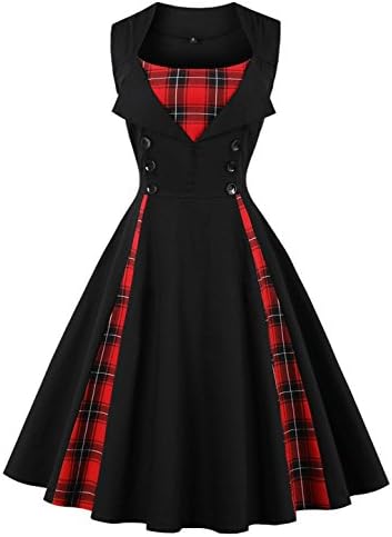 Ayli Women's Sleeveless 1950s Retro Hollywood Halloween Christmas Costume Party Midi Swing Dress