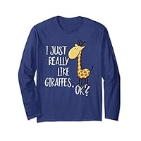 I Just Really Like Giraffes, OK? Cute Giraffe Drawing Long Sleeve T-Shirt