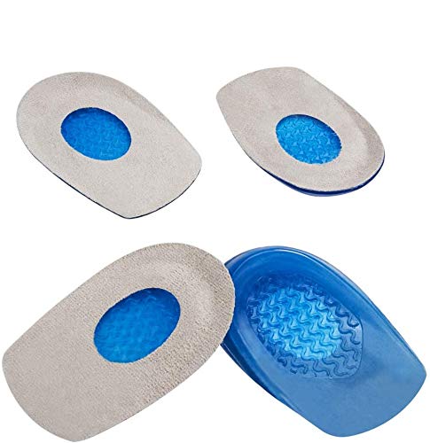 Gel Heel Cups, Silicone Heel Cup Pads for Plantar Fasciitis, Heel Spur and Achilles Pain, Anti-Slipping and Stress-Buffering 2 Pairs (S)