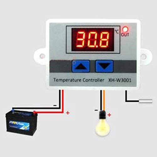 Digital LED Temperature Controller Thermostat Control Switch Waterproof Probe Wire Connect High Sensitivity Temperature Sensor-White 12V
