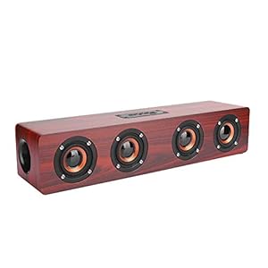 Red Wood Grain Bluetooth-luidspreker, draagbare draadloze soundbar-luidspreker met 3W subwoofer pc-telefoon Desktop…
