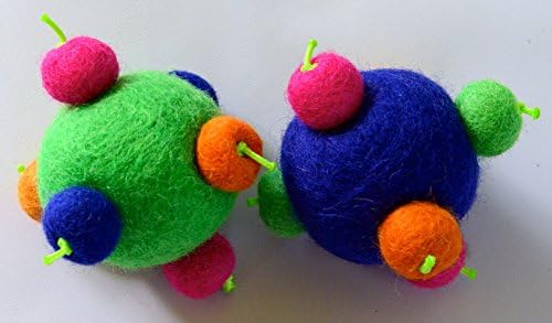 Two Sputnik Inspired Summertime Catnip Scented Balls Made from Hand Felted Wool