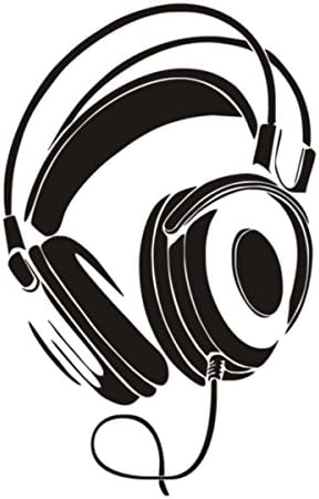 (TM) Music DJ Headphones Wall Stickers Boys Room Wall Decor Vinyl Decals Fashion Design Home Decoration Black 16.9"x26.7"