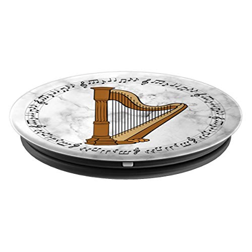 Harp Player Harpist Gift - Music Notes in Circle - Marble 3 - PopSockets Grip and Stand for Phones and Tablets