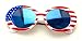 V.W.E. Vintage Sunglasses UV400 Bold Retro Oval Mod Thick Frame Sunglasses Clout Goggles White USA American Flag (Blue Mirror Lens)