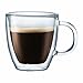Bodum Bistro Coffee Mug, Double-Wall Insulated Glass Mugs, Clear, 10 Ounces Each (Set of 2)