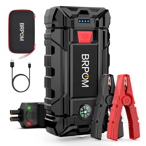 BRPOM Car Jump Starter, 9000A 21800mAh Car Battery Jump Starter 12V (for 8.0L Petrol or 6.5L Diesel), Portable Jump Starter, Quick Charge QC3.0, Long Standby