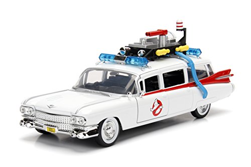 Jada Toys Hollywood Rides: Ghostbusters Ecto-1 Die-Cast Collectible Toy Model Car/Vehicle, White, 1:24 Scale